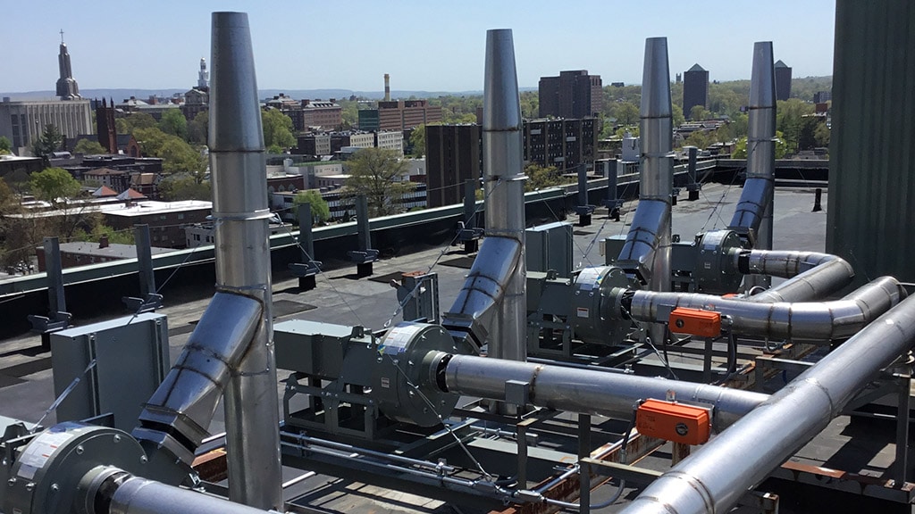 Commercial sheet metal fabrication at St. Francis Hospital - Hartford, CT.