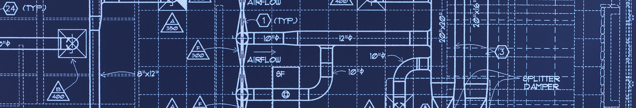 HVAC drawings on a blueprint paper.