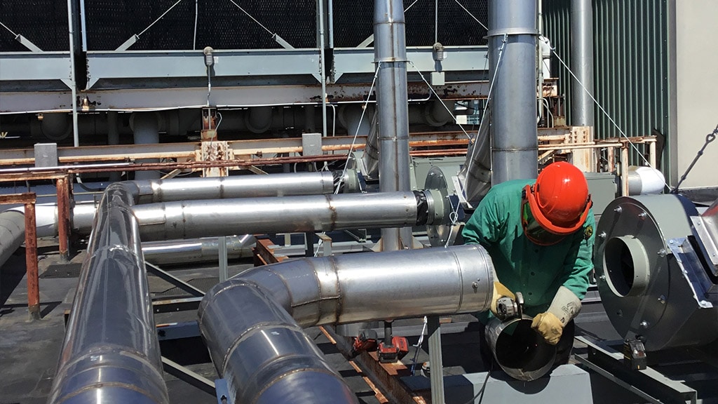 Commercial HVAC contractor completing industrial work at St. Francis Hospital, Hartford, CT.